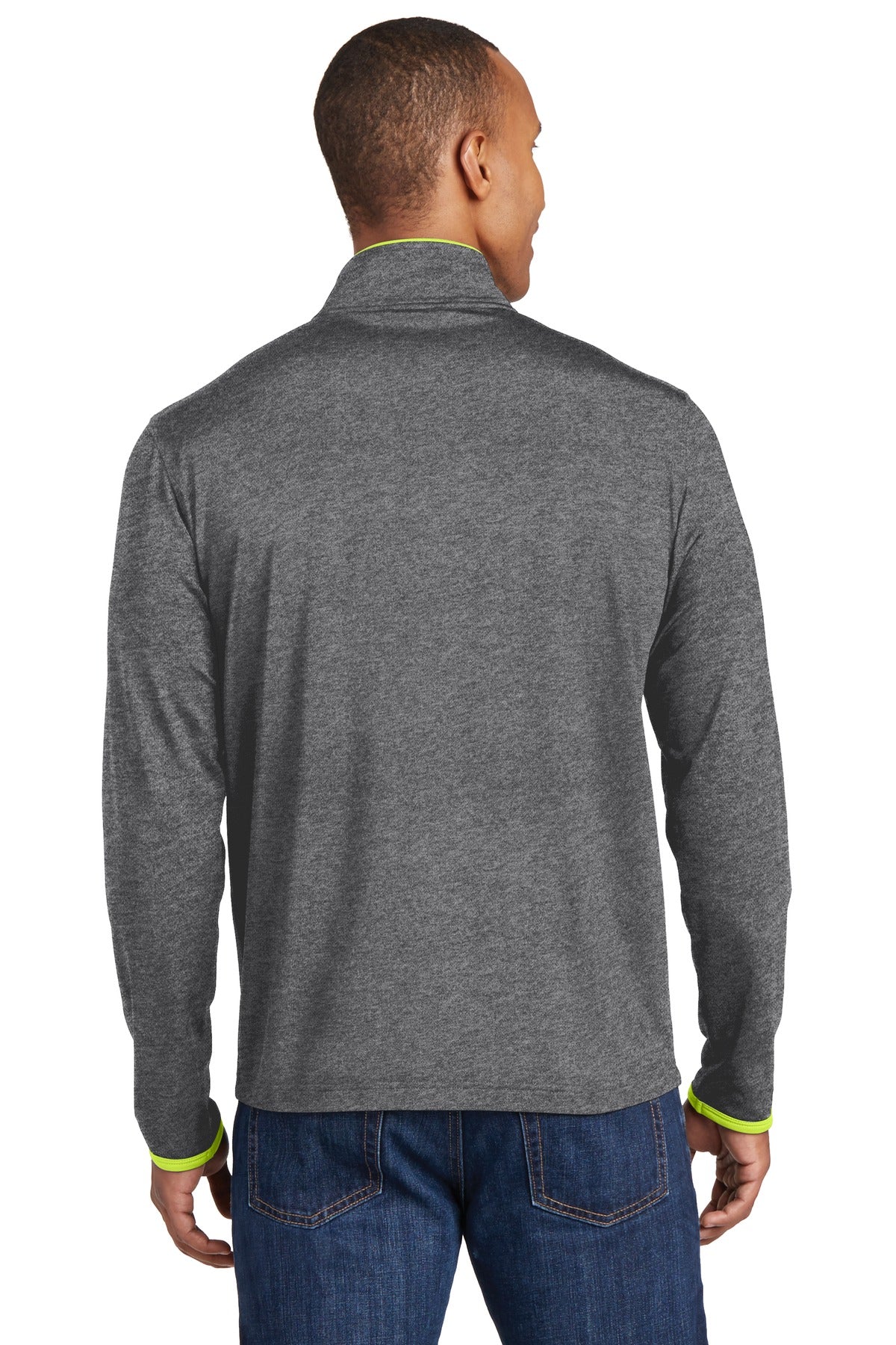 Custom Embroidered Sport-Tek Sport-Wick Stretch Contrast Full-Zip Jacket.  ST853,Charcoal Grey Heather/ Charge Green