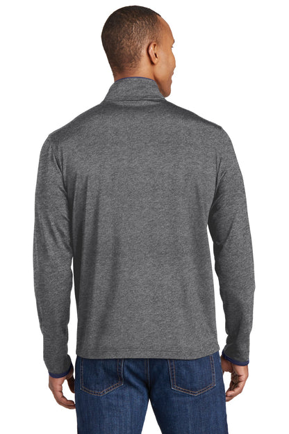 Custom Embroidered Sport-Tek Sport-Wick Stretch Contrast Full-Zip Jacket.  ST853,Charcoal Grey Heather/ True Navy