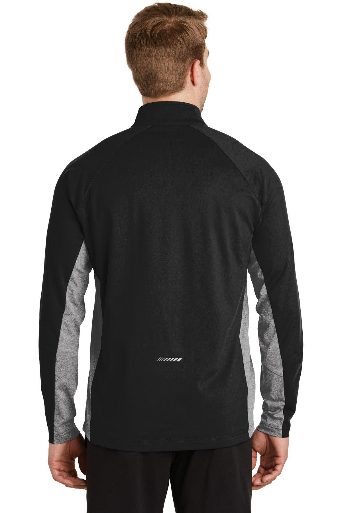 Custom Embroidered Sport-Tek Sport-Wick Stretch Contrast 1/4-Zip Pullover. ST854,Black/ Charcoal Grey Heather