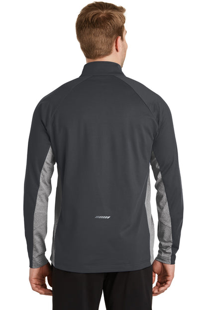 Custom Embroidered Sport-Tek Sport-Wick Stretch Contrast 1/4-Zip Pullover. ST854,Charcoal Grey/ Charcoal Grey Heather