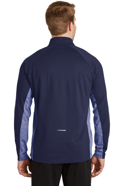 Custom Embroidered Sport-Tek Sport-Wick Stretch Contrast 1/4-Zip Pullover. ST854,True Navy/ True Navy Heather