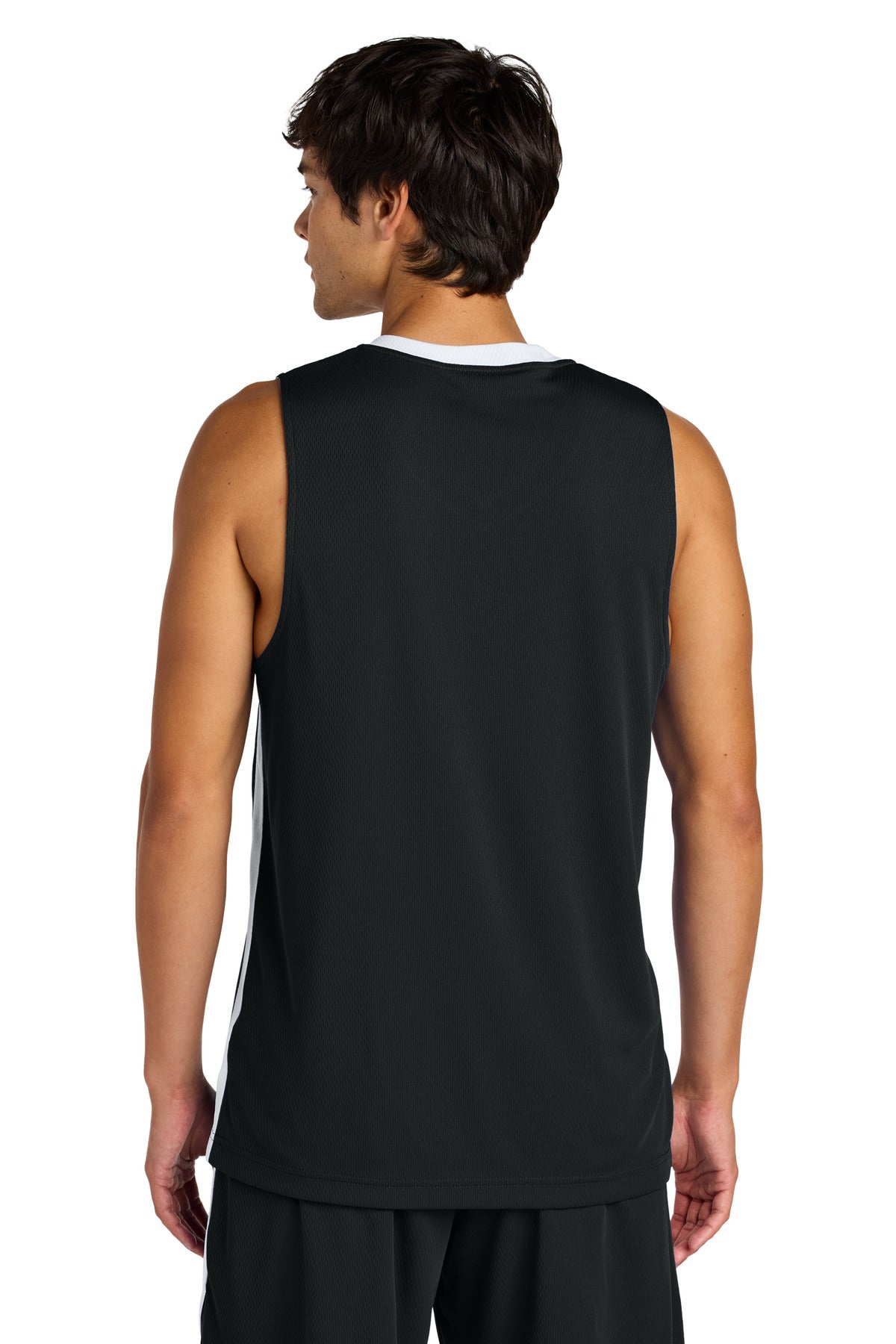 Custom Embroidered Sport-Tek Rival Basketball Rev Jersey ST900,Black/ White