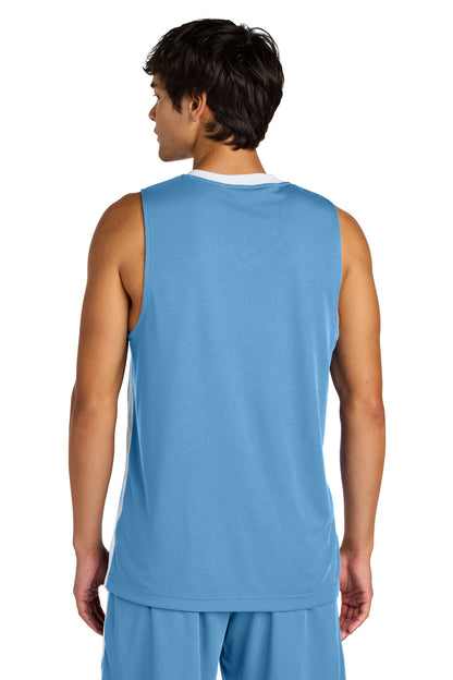 Custom Embroidered Sport-Tek Rival Basketball Rev Jersey ST900,Carolina Blue/ White
