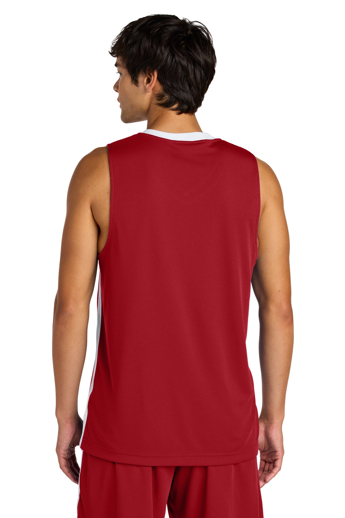 Custom Embroidered Sport-Tek Rival Basketball Rev Jersey ST900,Deep Red/ White