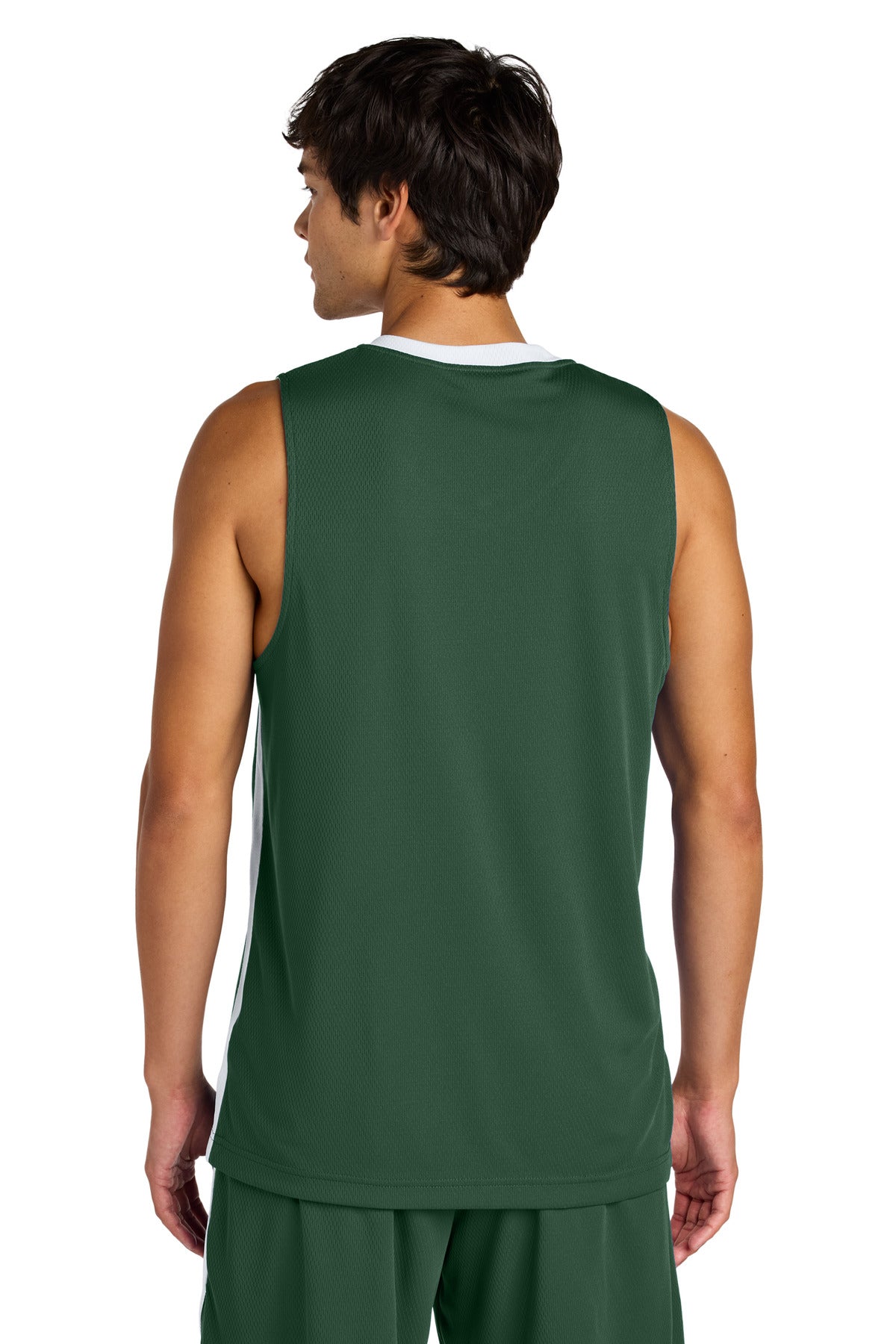 Custom Embroidered Sport-Tek Rival Basketball Rev Jersey ST900,Forest Green/ White