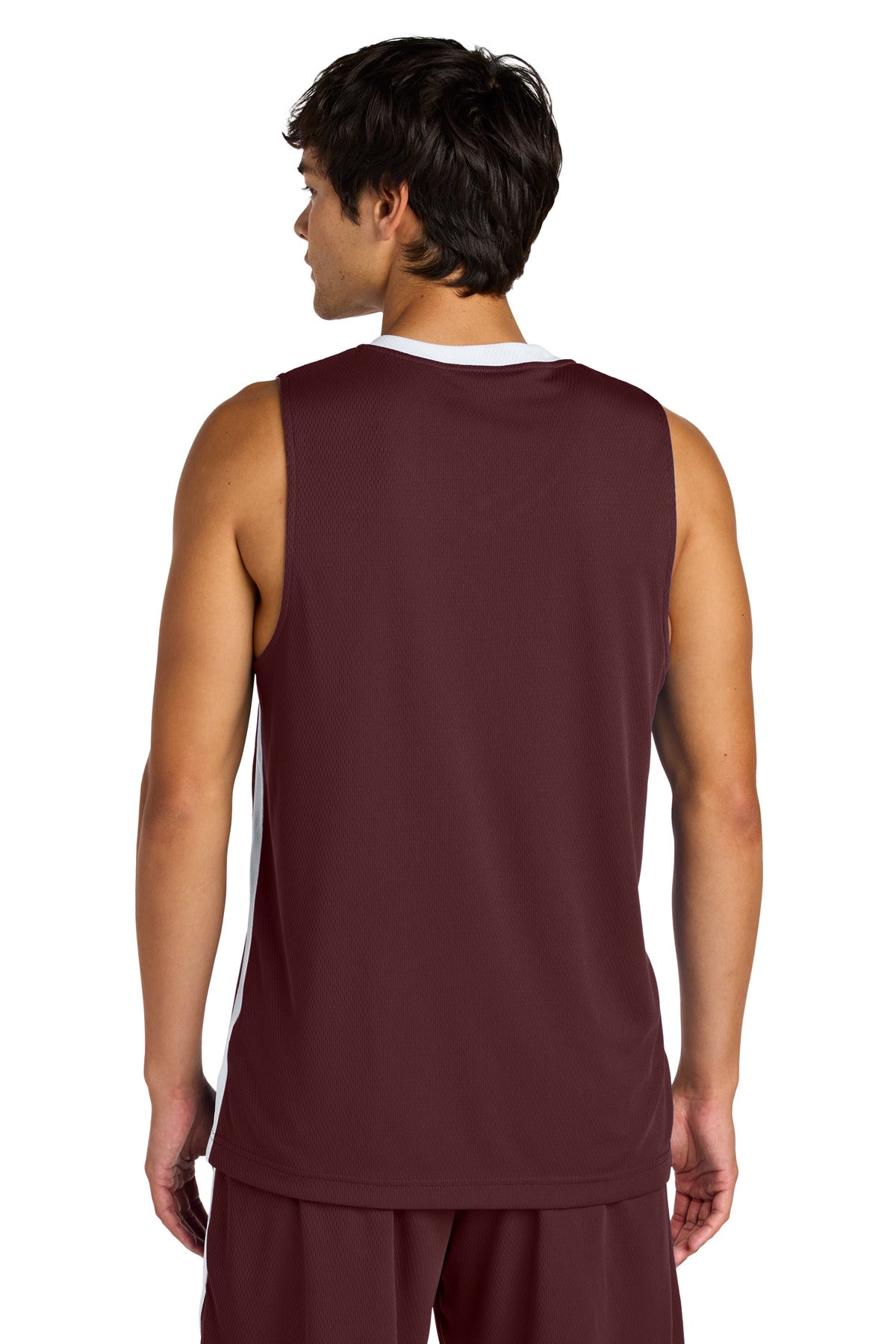 Custom Embroidered Sport-Tek Rival Basketball Rev Jersey ST900,Maroon/ White