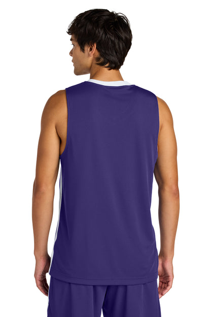 Custom Embroidered Sport-Tek Rival Basketball Rev Jersey ST900,Purple/ White
