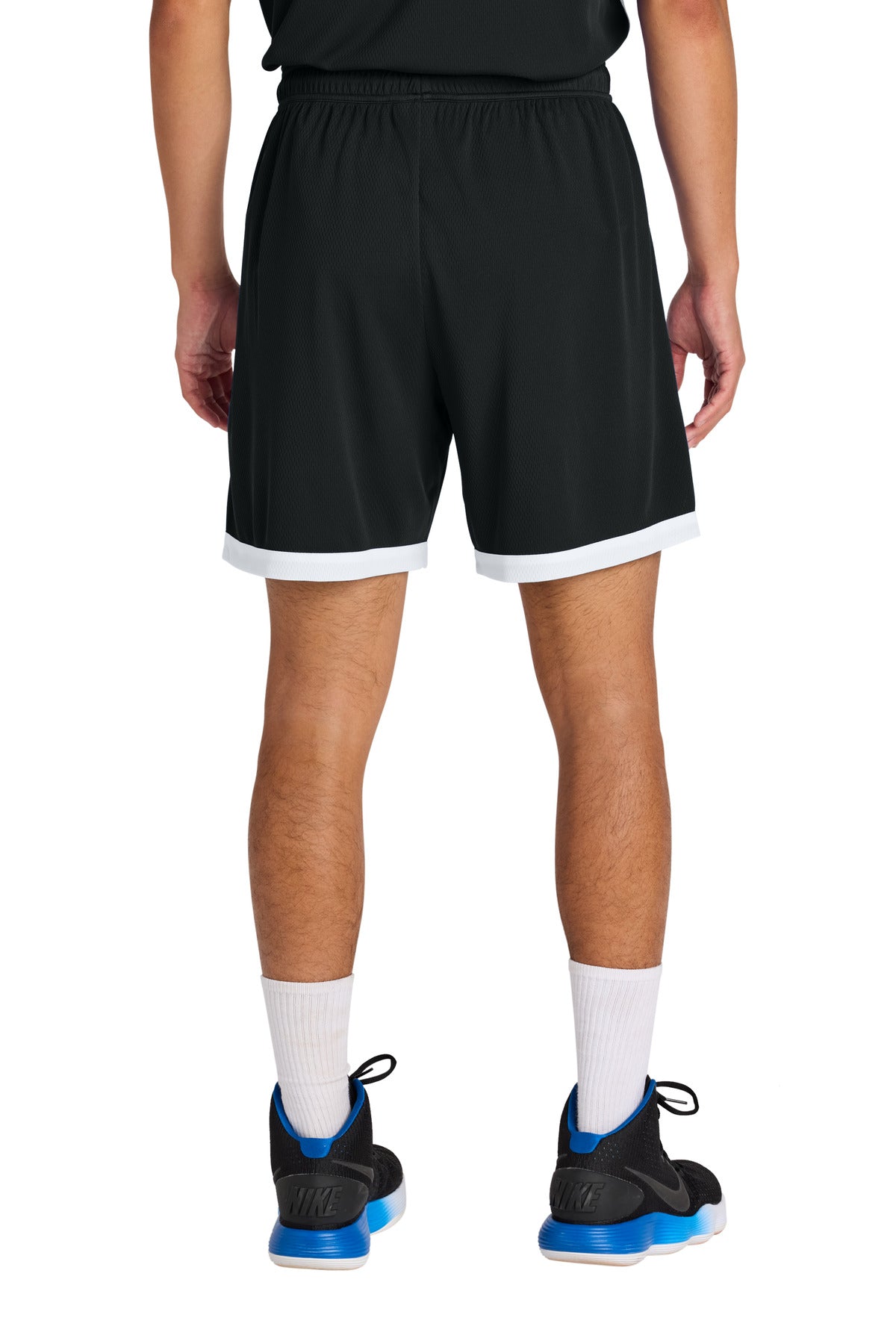 Custom Embroidered Sport-Tek Rival Basketball 7 Short ST901,Black/ White