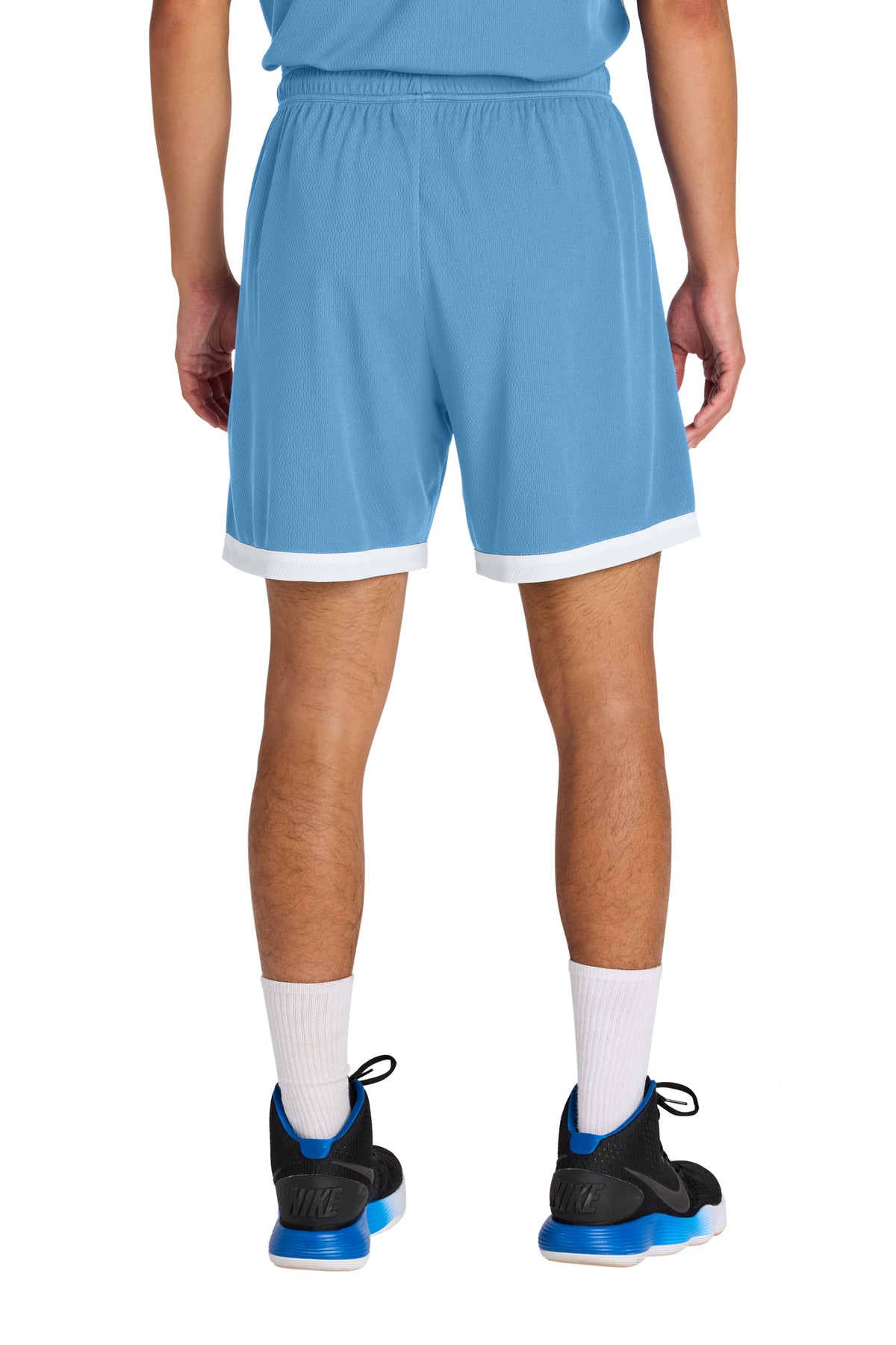 Custom Embroidered Sport-Tek Rival Basketball 7 Short ST901,Carolina Blue/ White