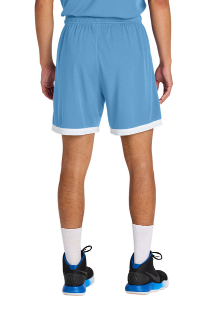 Custom Embroidered Sport-Tek Rival Basketball 7 Short ST901,Carolina Blue/ White