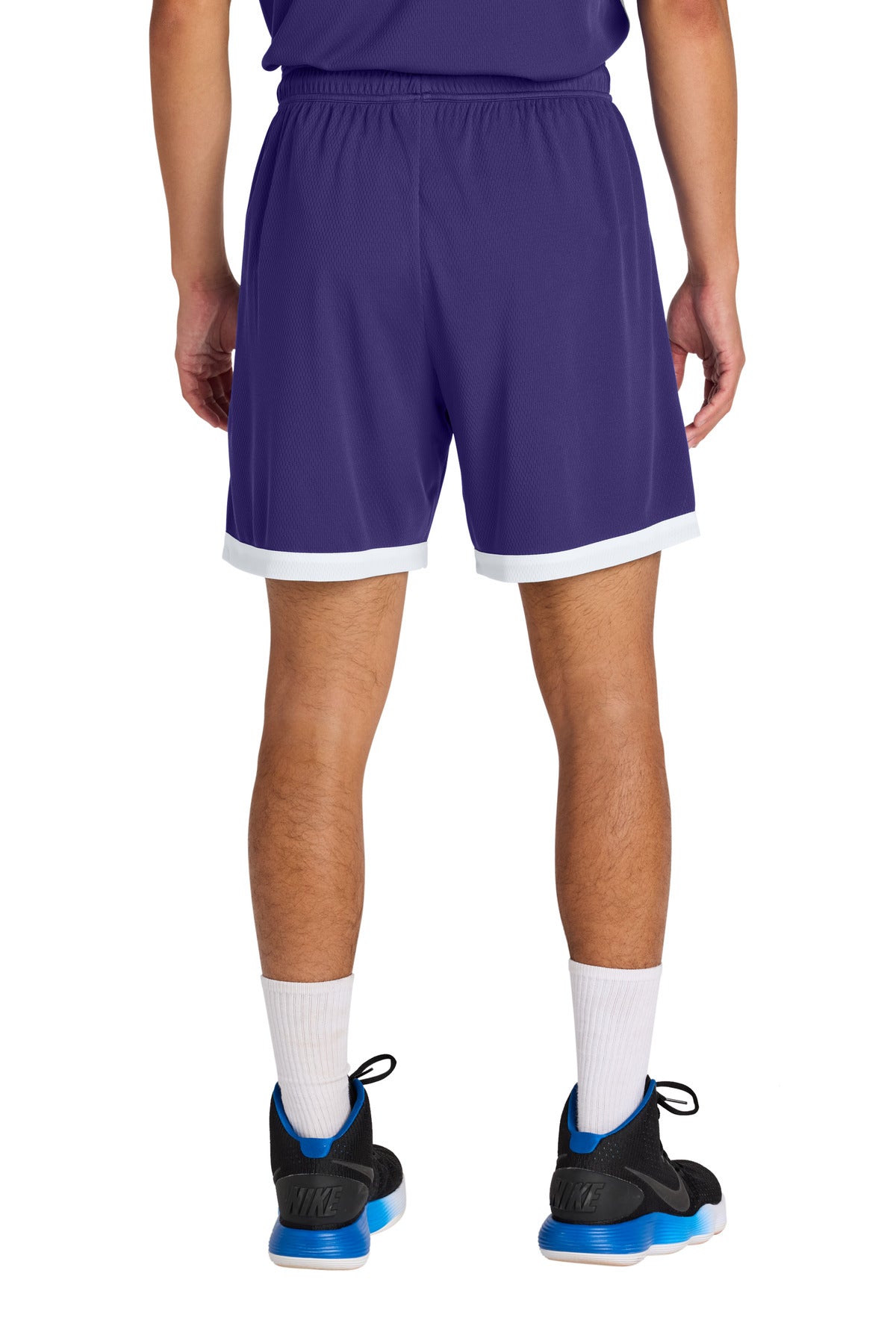 Custom Embroidered Sport-Tek Rival Basketball 7 Short ST901,Purple/ White
