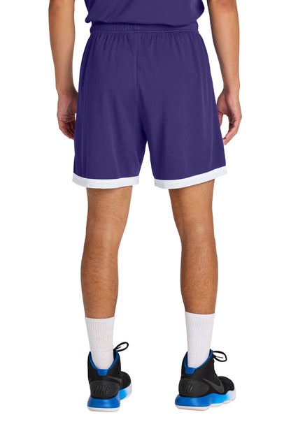 Custom Embroidered Sport-Tek Rival Basketball 7 Short ST901,Purple/ White