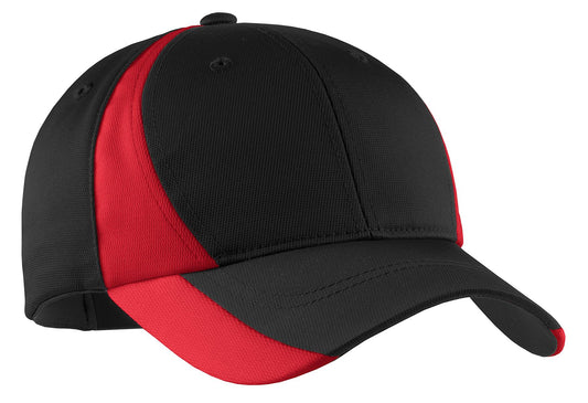 Custom Embroidered Sport-Tek Caps in Black/ True Red