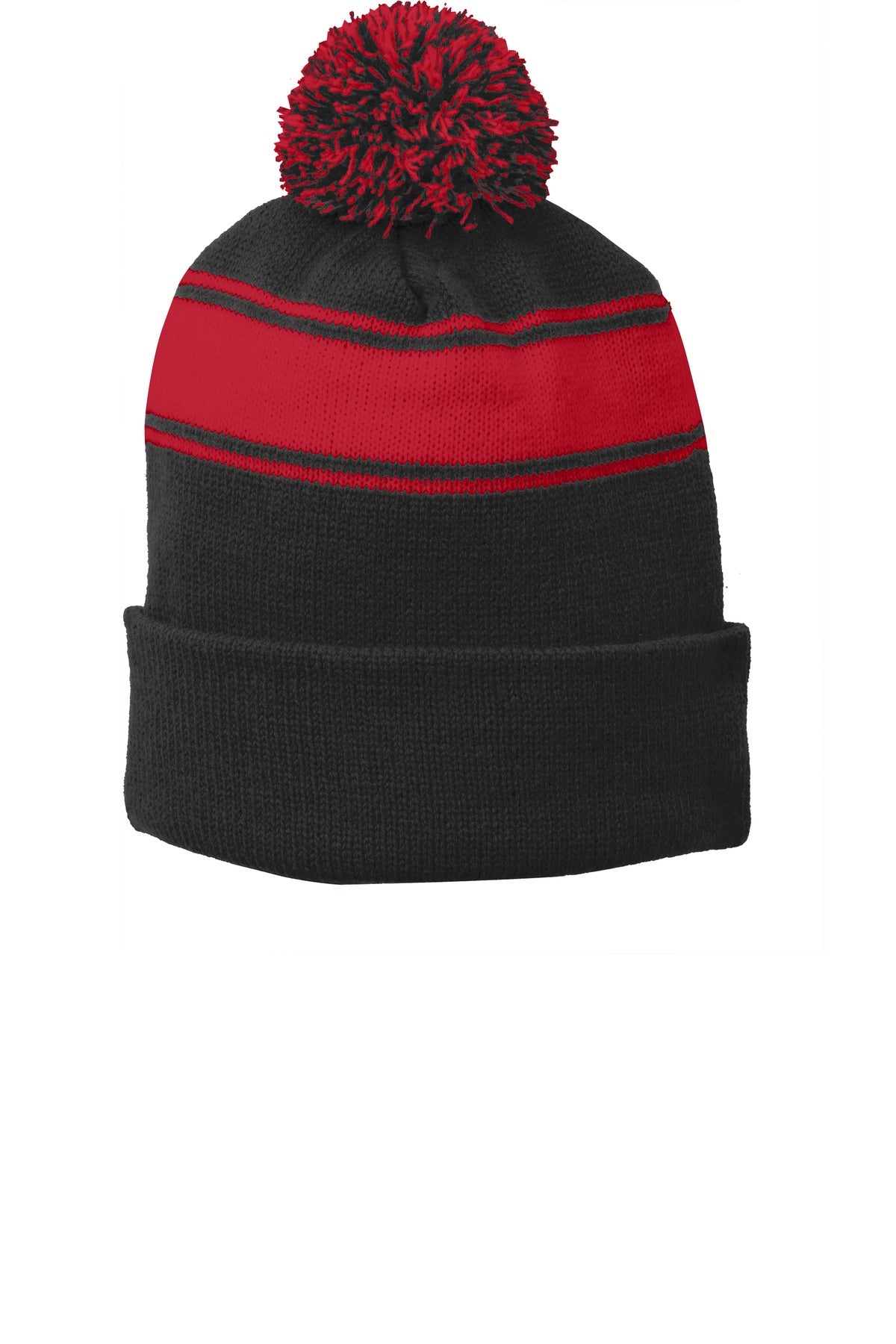 Custom Embroidered Sport-Tek Caps in Black/ True Red