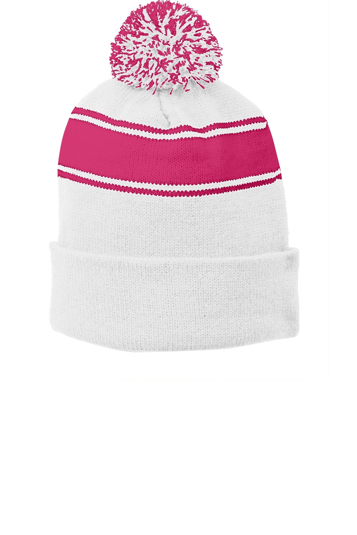 Custom Embroidered Sport-Tek Caps in White/ Pink Raspberry
