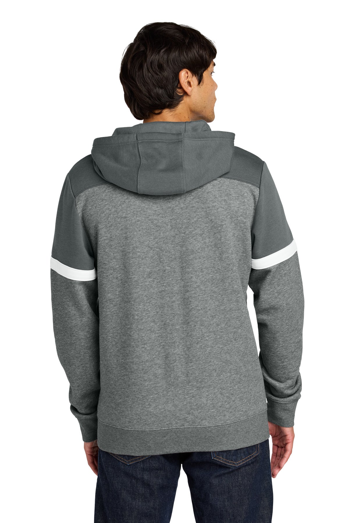 Custom Embroidered Sport-Tek Drive Fleece Colorblock Hoodie STF205,Dark Smoke Grey/ Vintage Heather