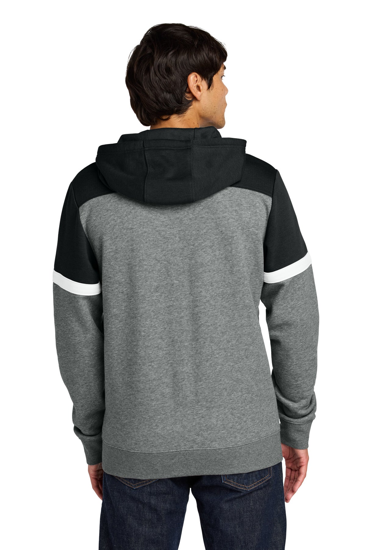 Custom Embroidered Sport-Tek Drive Fleece Colorblock Hoodie STF205,Black/ Vintage Heather