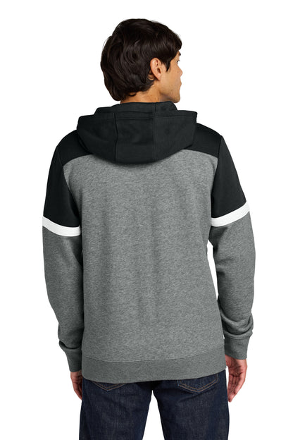Custom Embroidered Sport-Tek Drive Fleece Colorblock Hoodie STF205,Black/ Vintage Heather