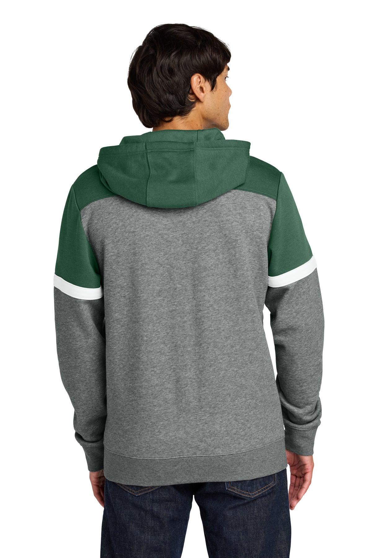 Custom Embroidered Sport-Tek Drive Fleece Colorblock Hoodie STF205,Forest Green/ Vintage Heather