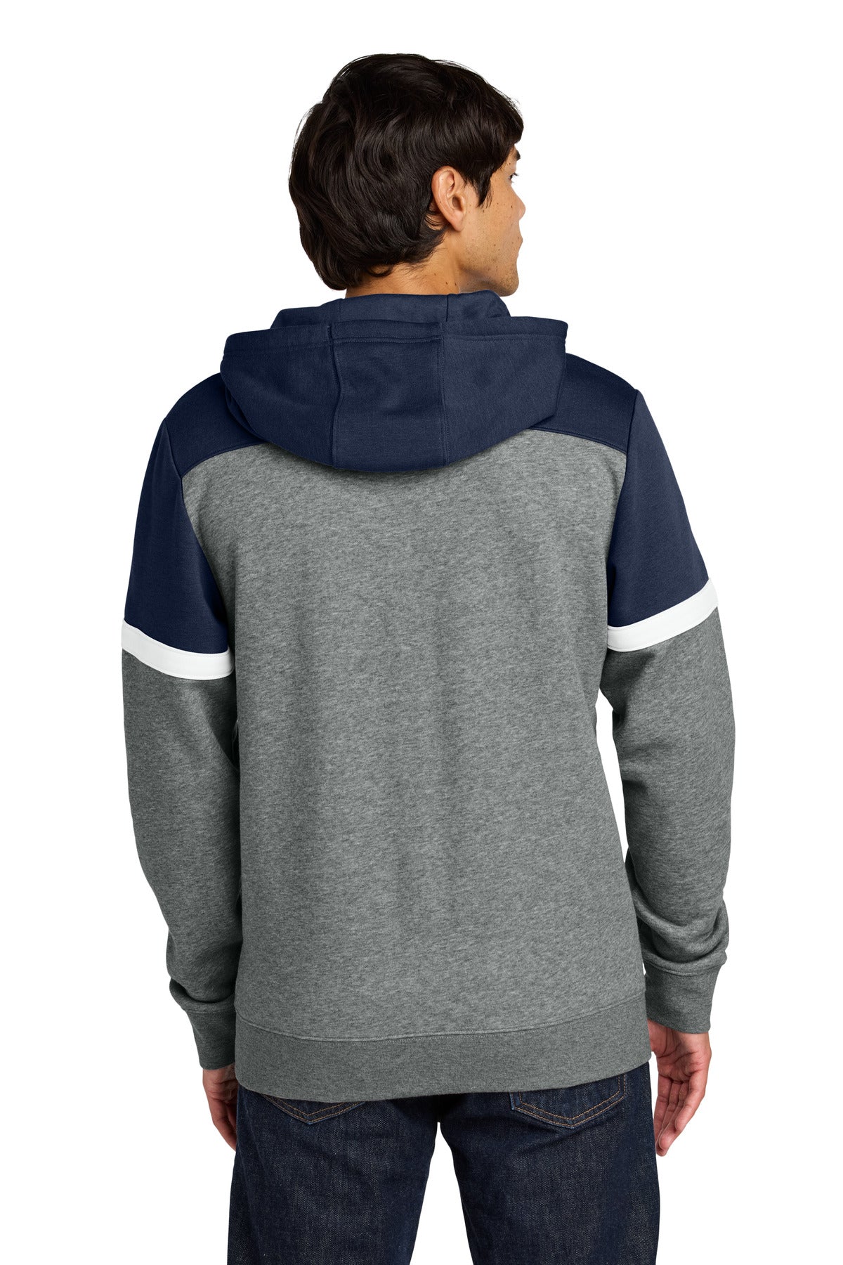 Custom Embroidered Sport-Tek Drive Fleece Colorblock Hoodie STF205,True Navy/ Vintage Heather