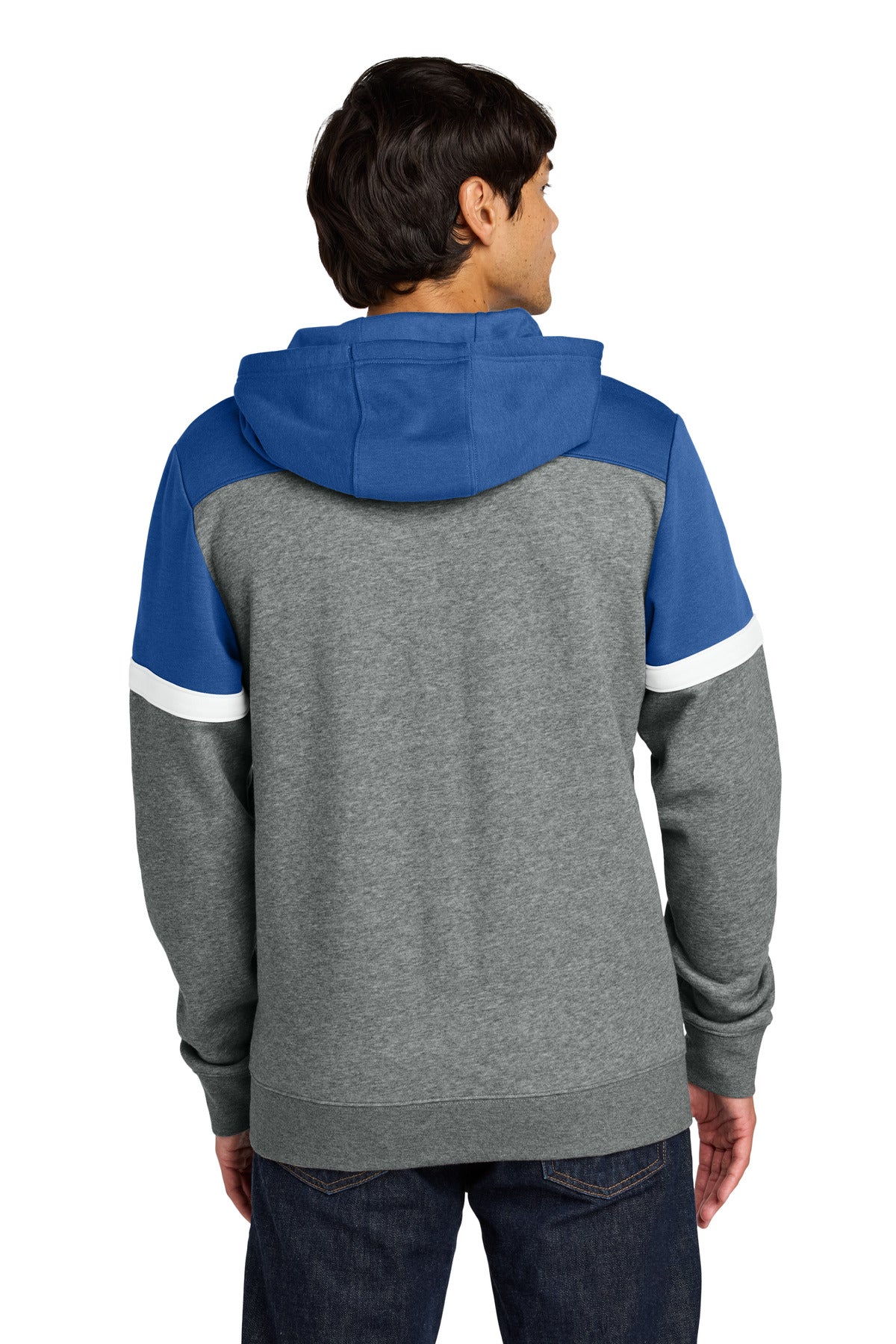 Custom Embroidered Sport-Tek Drive Fleece Colorblock Hoodie STF205,True Royal/ Vintage Heather
