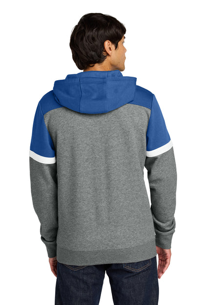 Custom Embroidered Sport-Tek Drive Fleece Colorblock Hoodie STF205,True Royal/ Vintage Heather