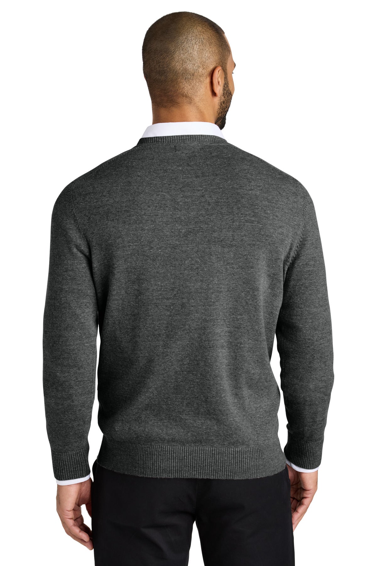 Custom Embroidered Port Authority Easy Care V-Neck Sweater SW2850,Charcoal Heather