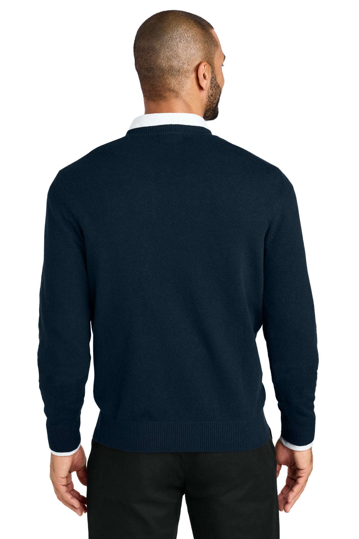 Custom Embroidered Port Authority Easy Care V-Neck Sweater SW2850,River Blue Navy