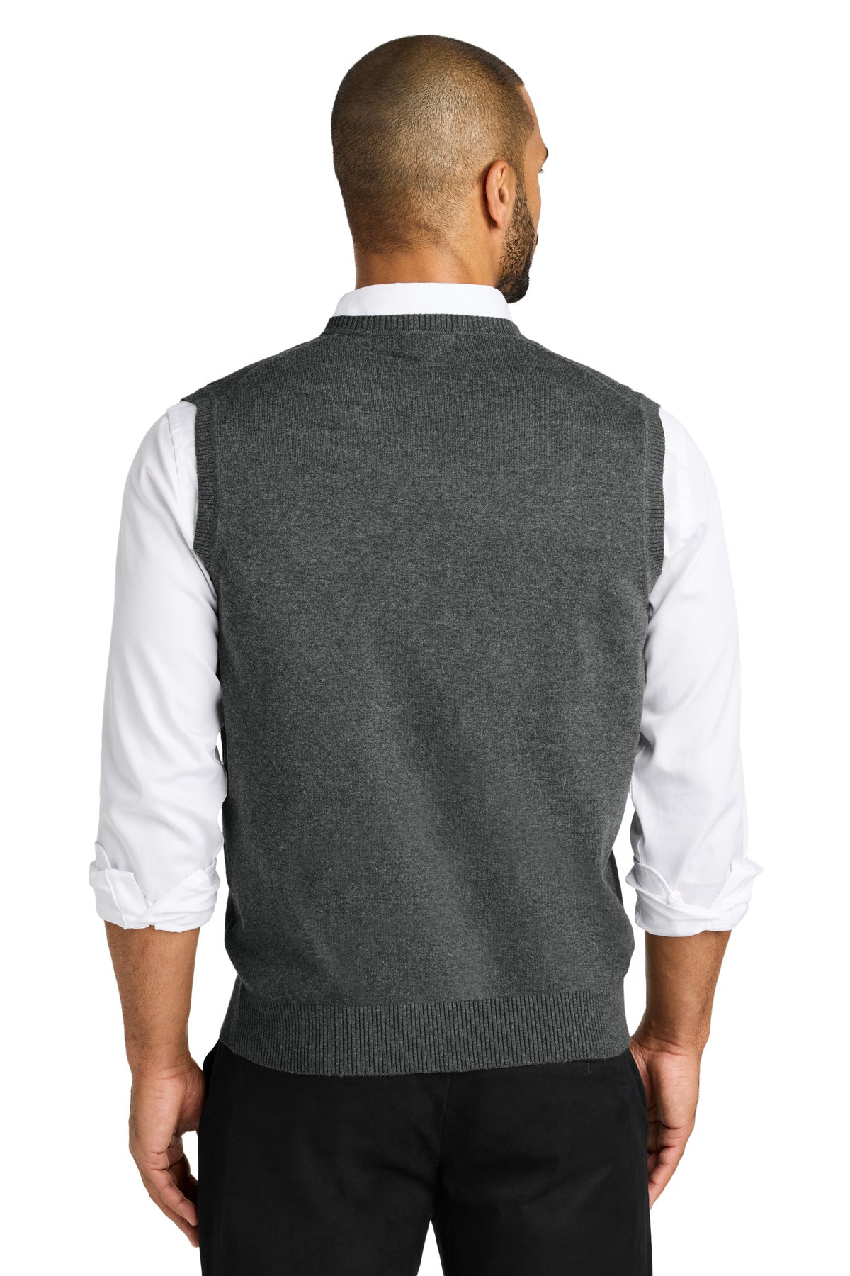 Custom Embroidered Port Authority Easy Care Sweater Vest SW2860,Charcoal Heather