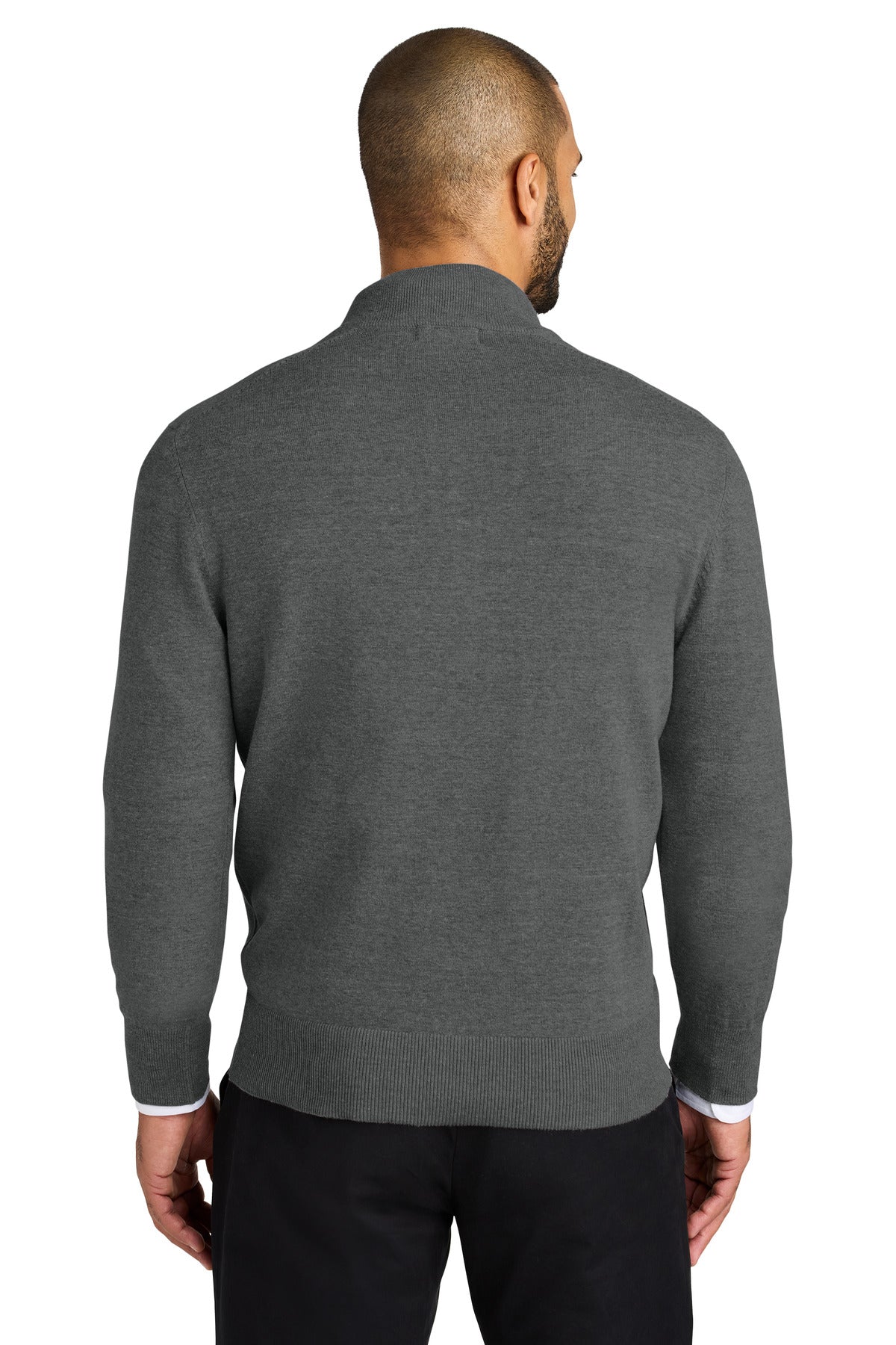 Custom Embroidered Port Authority Easy Care 1/4-Zip Sweater SW2900,Charcoal Heather
