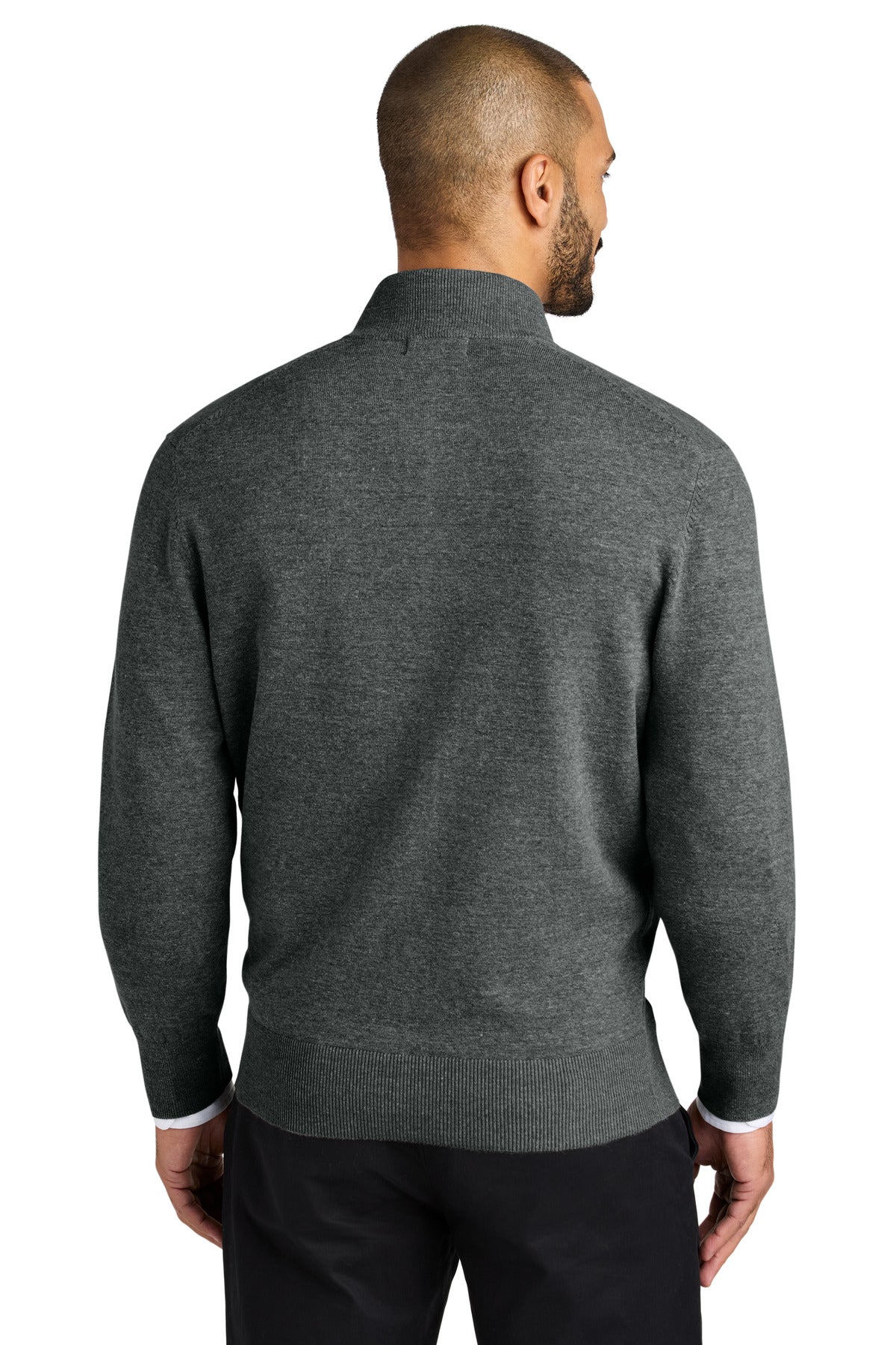 Custom Embroidered Port Authority Easy Care Full-Zip Sweater SW2901,Charcoal Heather