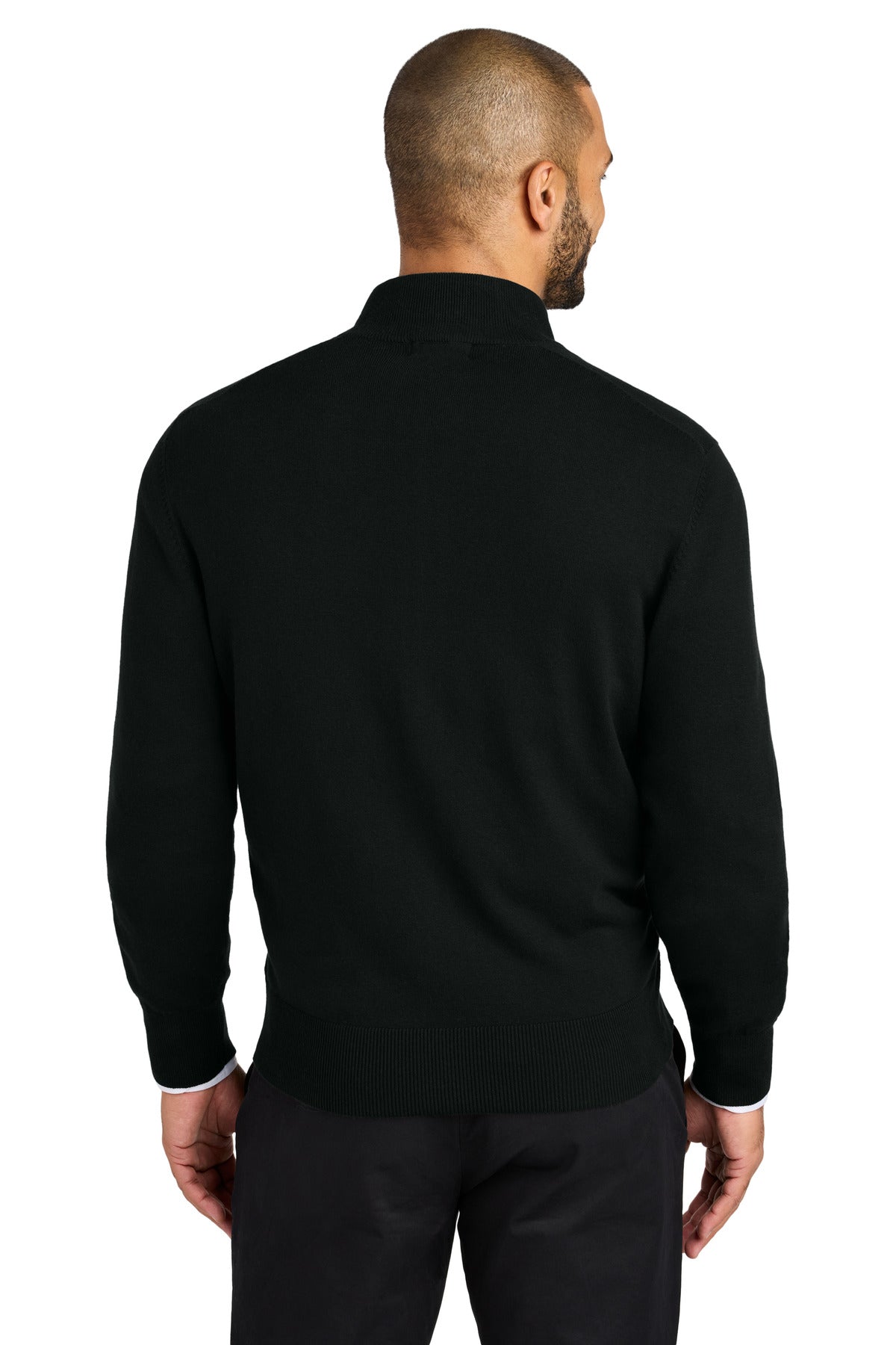Custom Embroidered Port Authority Easy Care Full-Zip Sweater SW2901,Deep Black