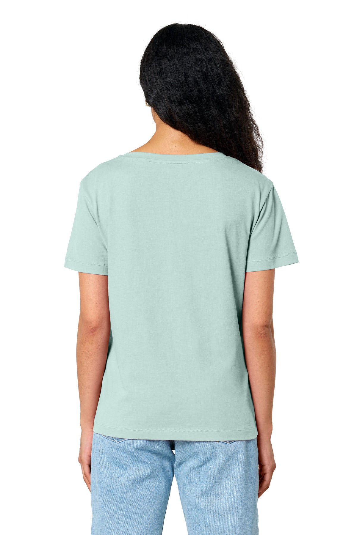 Custom Embroidered Stanley/Stella Women's Stella Serena Scoop Neck Tee SXW008,Caribbean Blue
