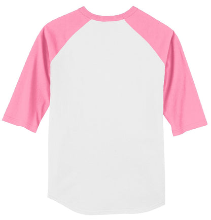 Sport-Tek Colorblock Raglan Jersey.  T200 White/ Bright Pink