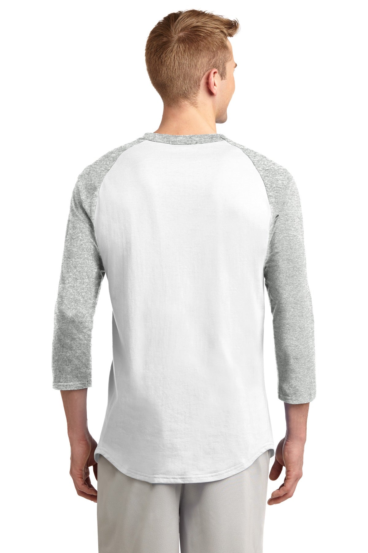 Custom Embroidered Sport-Tek Colorblock Raglan Jersey.  T200,White/ Heather Grey