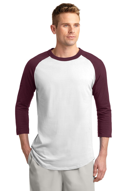 Sport-Tek Colorblock Raglan Jersey.  T200 White/ Maroon