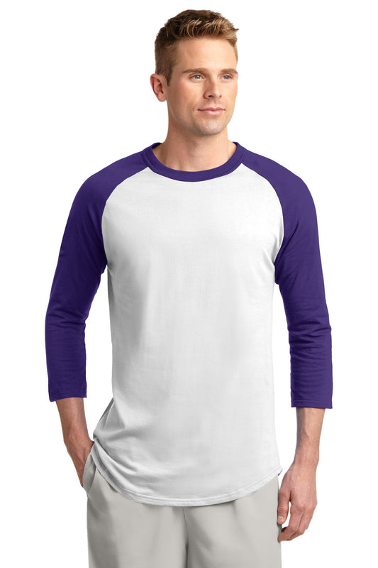 Sport-Tek Colorblock Raglan Jersey.  T200 White/ Purple