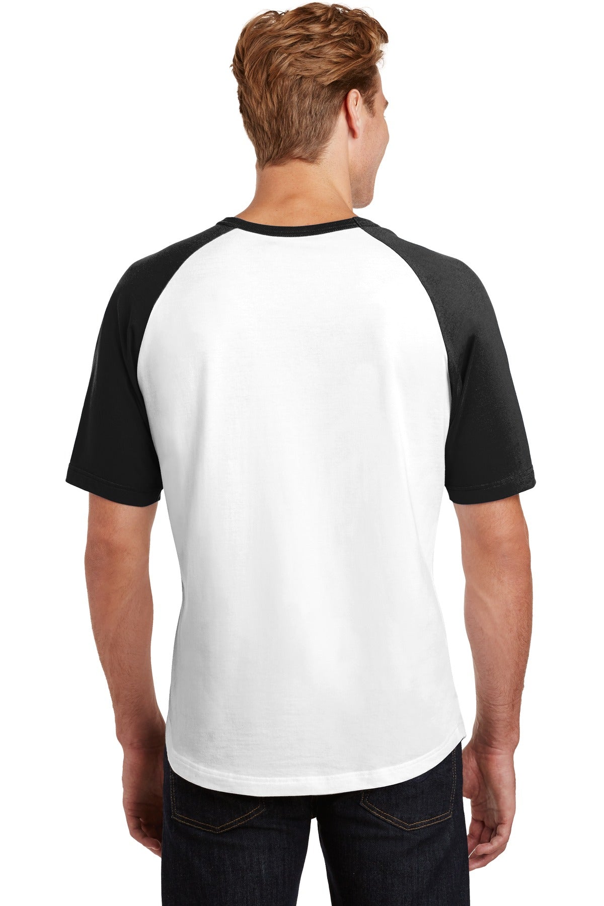 Custom Embroidered Sport-Tek Short Sleeve Colorblock Raglan Jersey. T201,White/ Black