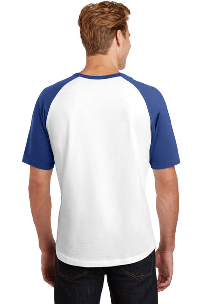 Custom Embroidered Sport-Tek Short Sleeve Colorblock Raglan Jersey. T201,White/ Royal