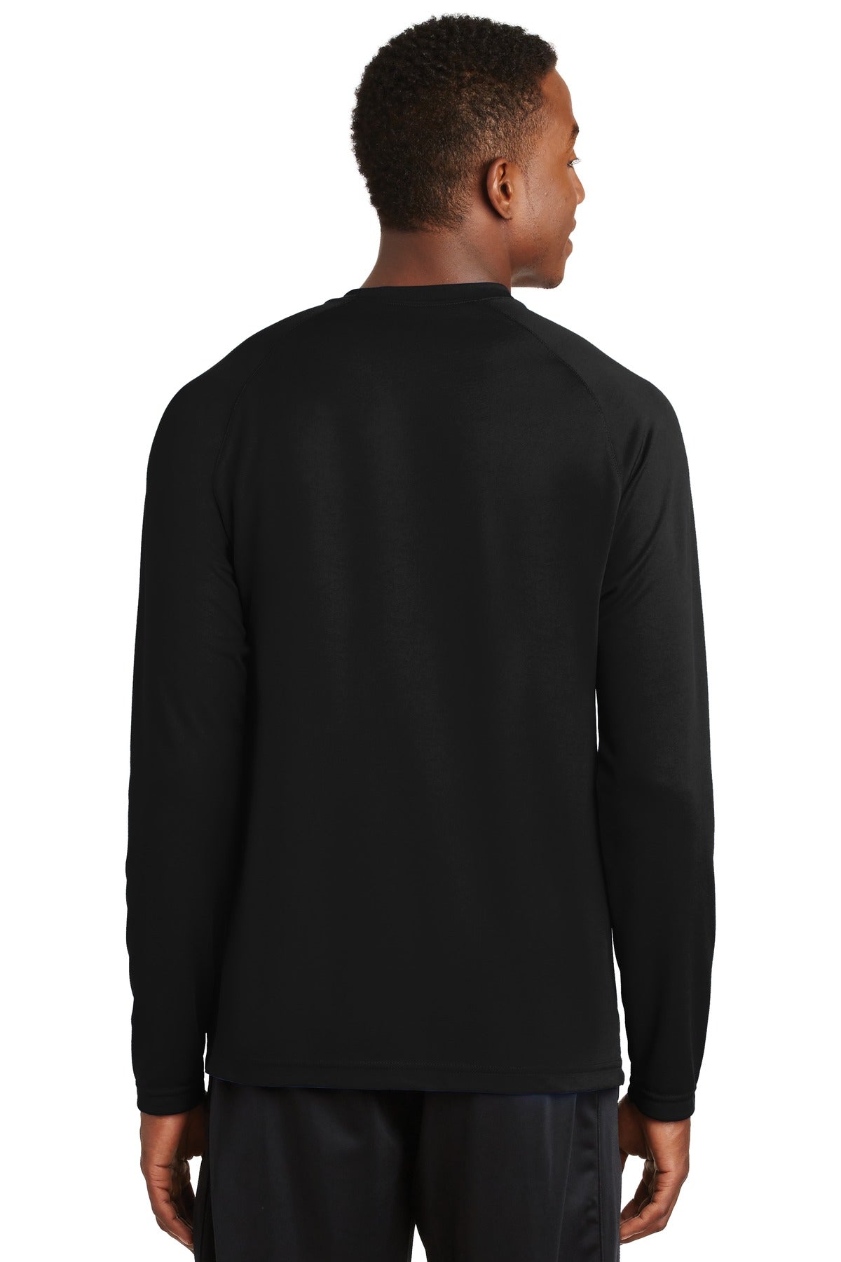 Custom Embroidered Sport-Tek Dry Zone Long Sleeve Raglan T-Shirt. T473LS,Black