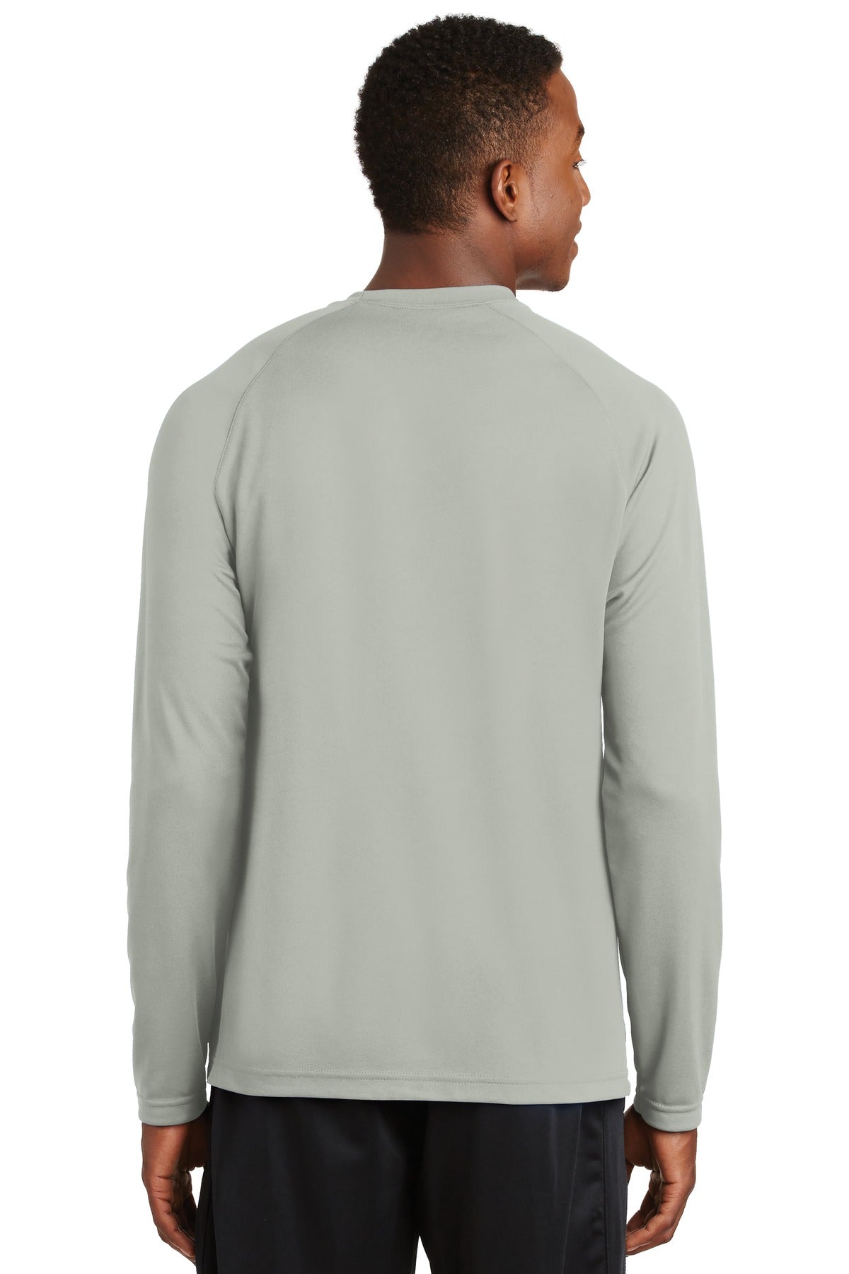 Custom Embroidered Sport-Tek Dry Zone Long Sleeve Raglan T-Shirt. T473LS,Silver