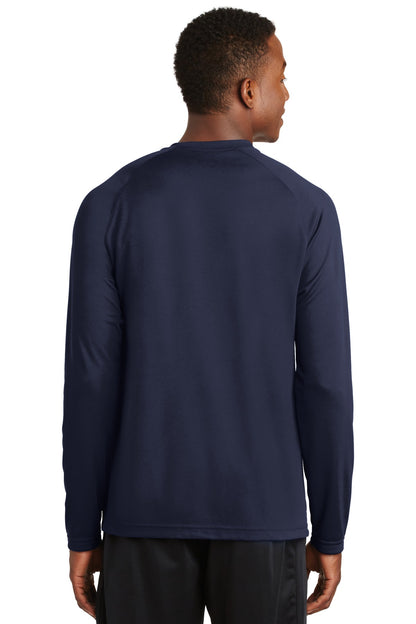 Custom Embroidered Sport-Tek Dry Zone Long Sleeve Raglan T-Shirt. T473LS,True Navy