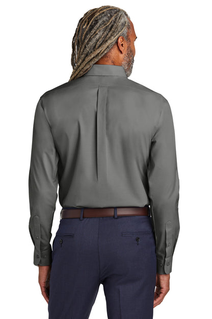 Custom Embroidered Brooks Brothers Tall Wrinkle-Free Stretch Pinpoint Shirt TBB18000,Deep Black