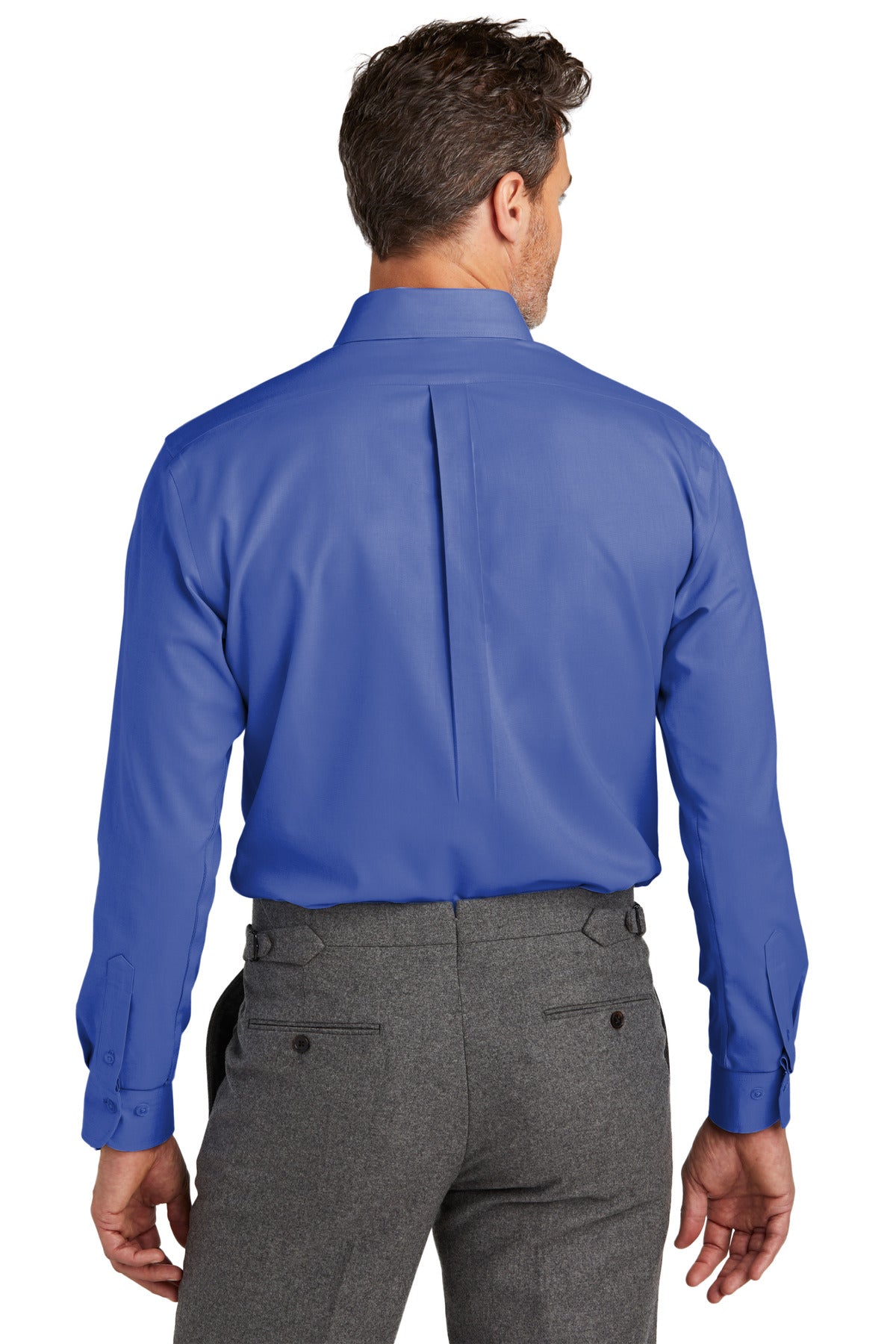 Custom Embroidered Brooks Brothers Tall Wrinkle-Free Stretch Nailhead Shirt TBB18002,Cobalt Blue