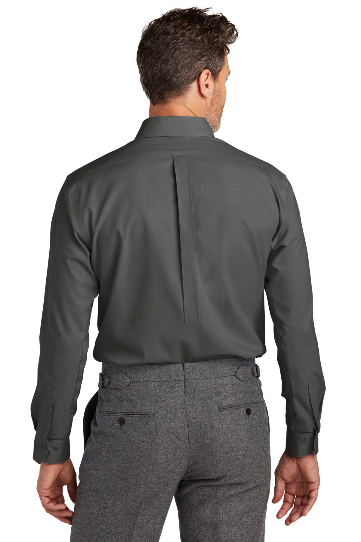 Custom Embroidered Brooks Brothers Tall Wrinkle-Free Stretch Nailhead Shirt TBB18002,Deep Black