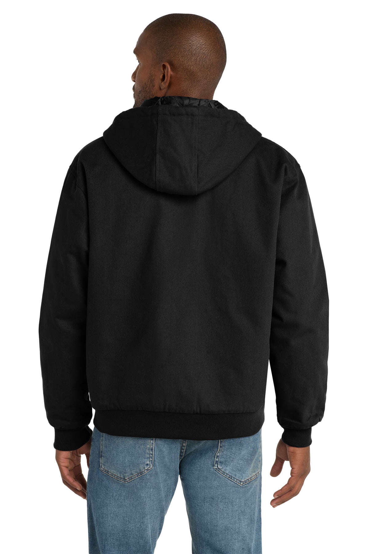 Custom Embroidered CornerStone Tall Duck Cloth Hooded Work Jacket. TLJ763H,Black