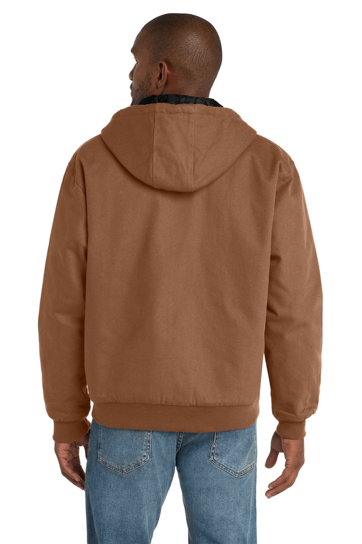 Custom Embroidered CornerStone Tall Duck Cloth Hooded Work Jacket. TLJ763H,Duck Brown