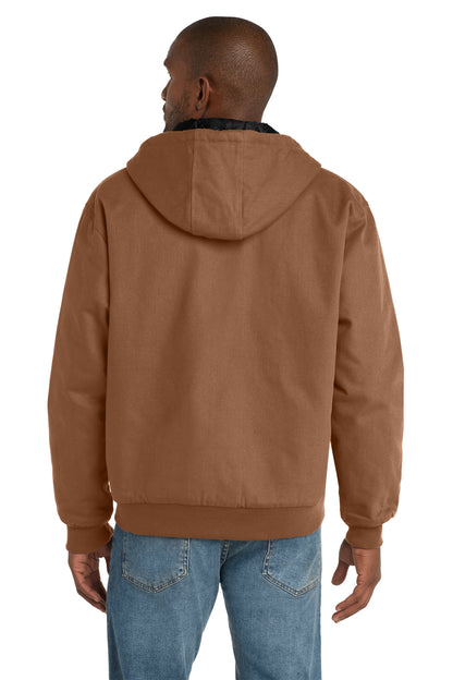 Custom Embroidered CornerStone Tall Duck Cloth Hooded Work Jacket. TLJ763H,Duck Brown