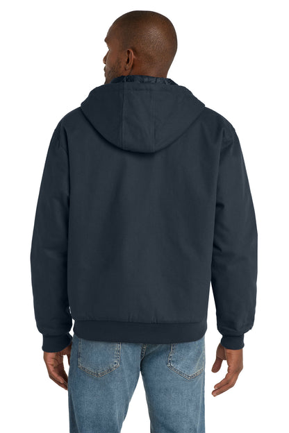 Custom Embroidered CornerStone Tall Duck Cloth Hooded Work Jacket. TLJ763H,Navy