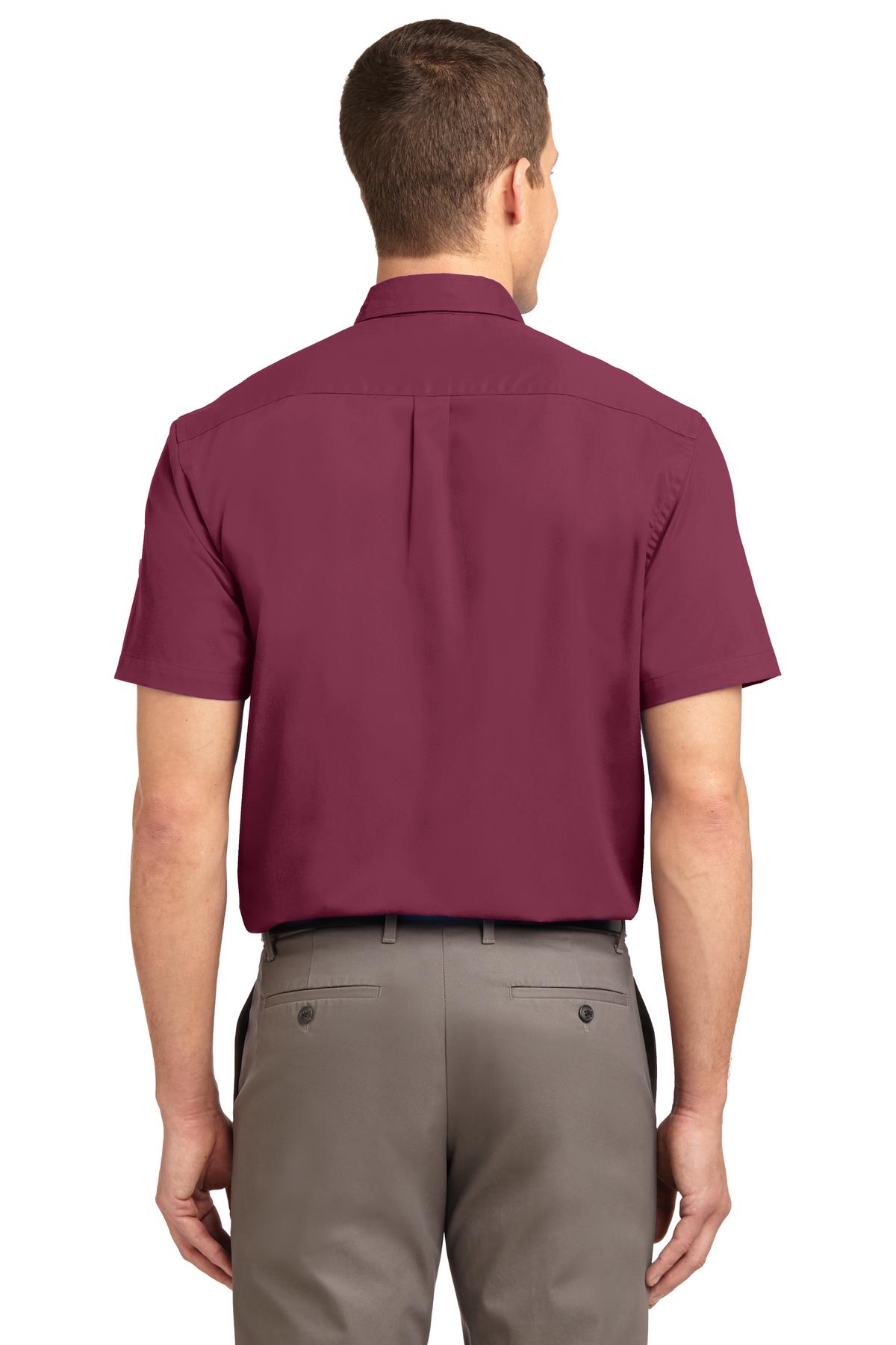 Custom Embroidered Port Authority Tall Short Sleeve Easy Care Shirt. TLS508,Burgundy/ Light Stone